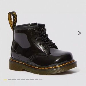 Dr. Martens Infant Black Patent Lace-Up Boots